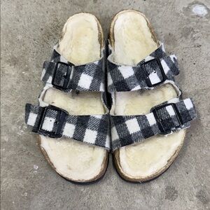 Birkenstock Arizona Rivet Shearling Wool Plaid ...Size 41